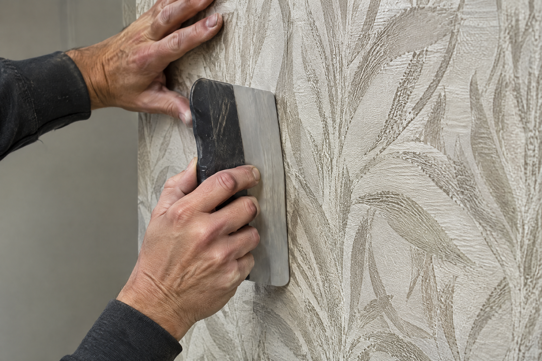 Installer aligning a wallpaper seam